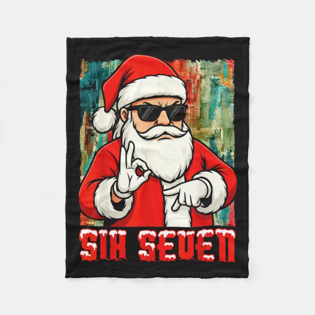 Funny Six Seven Meme Christmas Cool Santa Saying 6 Fleecefilt (Framsidan)