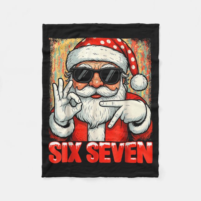 Funny Six Seven Meme Christmas Cool Santa Saying 6 Fleecefilt (Framsidan)