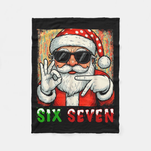 Funny Six Seven Meme Christmas Cool Santa Saying 6 Fleecefilt (Framsidan)