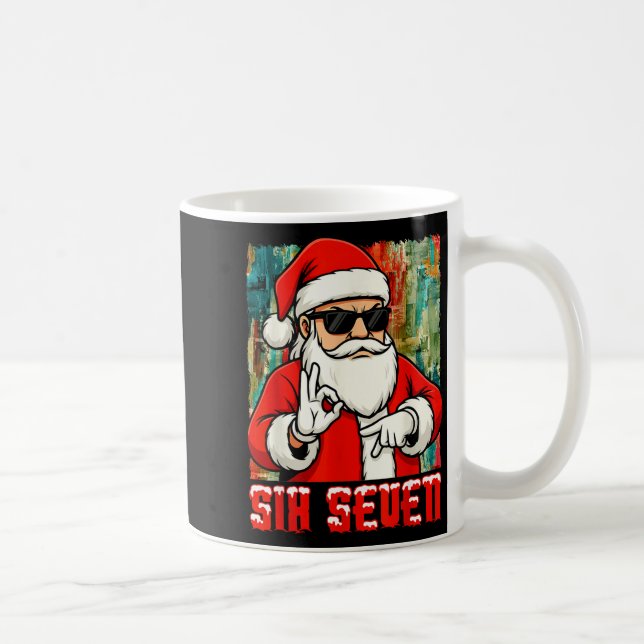 Funny Six Seven Meme Christmas Cool Santa Saying 6 Kaffemugg (Höger)