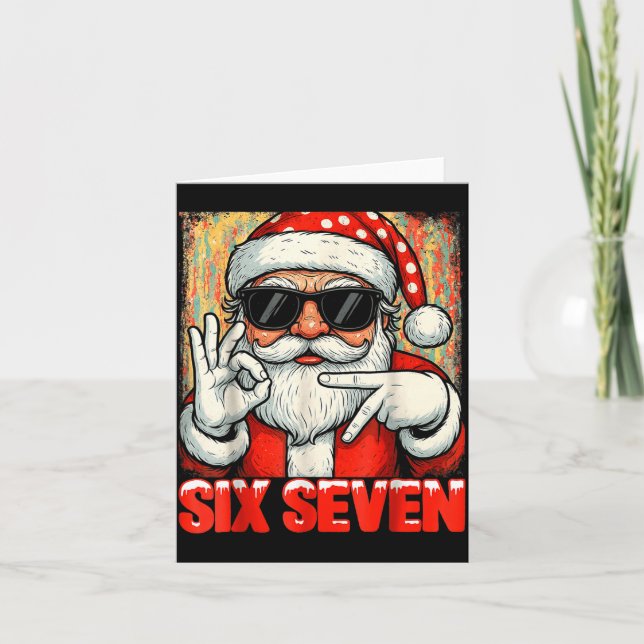 Funny Six Seven Meme Christmas Cool Santa Saying 6 Kort (Framsida)