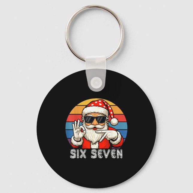 Funny Six Seven Meme Christmas Cool Santa Saying 6 Nyckelring (Framsida)