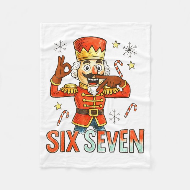 Funny Six Seven Meme Christmas Nutcracker Men Wome Fleecefilt (Framsidan)