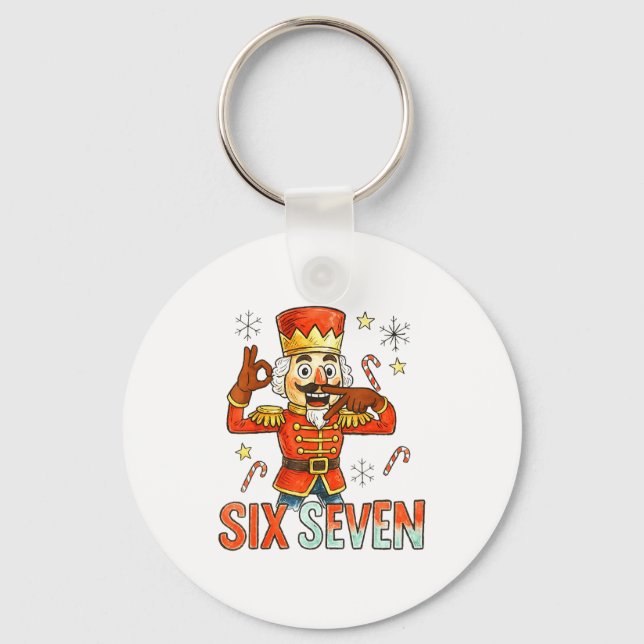 Funny Six Seven Meme Christmas Nutcracker Men Wome Nyckelring (Framsida)