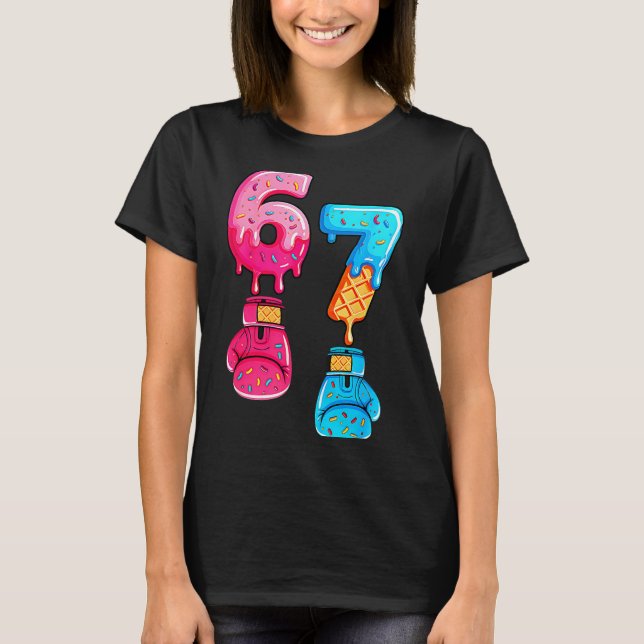 Funny Six Seven Meme Ice Cream Drip 67 Boxing  T Shirt (Framsida)