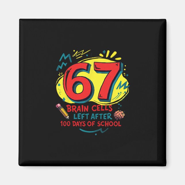 Funny Six Seven Meme Teacher Student Kids 100 Days Magnet (Framsidan)
