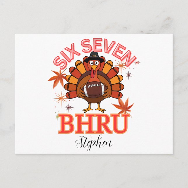Funny Six Seven Meme Turkey Bruh,Postcard Vykort (Framsida)