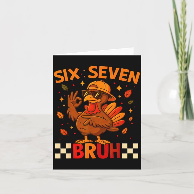 Funny Six Seven Meme Turkey Kids Bruh, 67 Thanksgi Kort (Framsida)