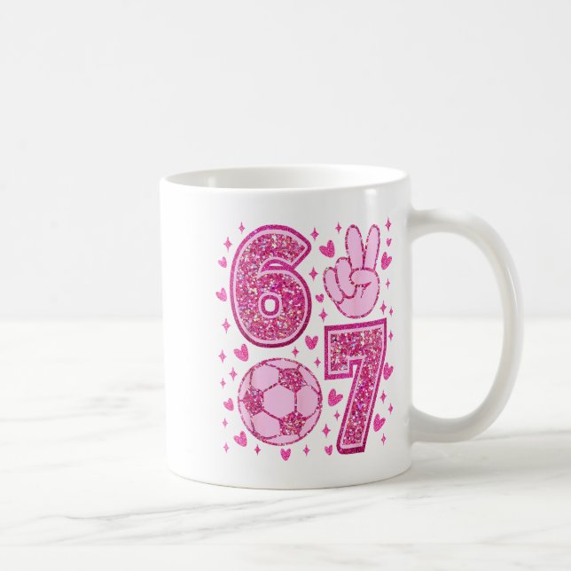Funny Six Seven Soccer Valentines Day Men Women Ki Kaffemugg (Höger)