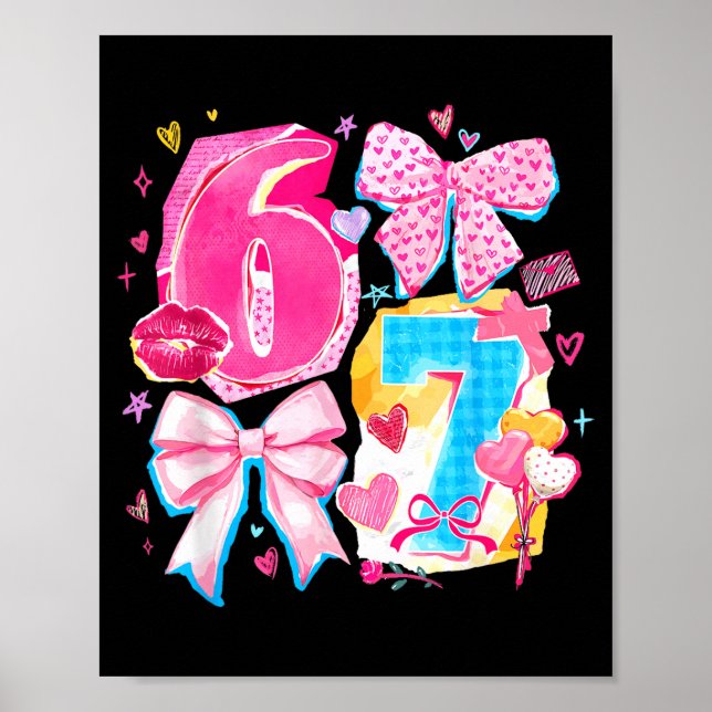 Funny Six Seven Valentine Coquette Bow Preppy Hear Poster (Framsidan)