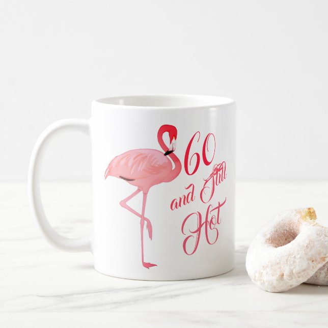 Funny Sixtieth 60th Birthday Flamingo Humor Kaffemugg (Med munk)