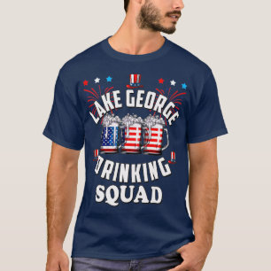 Funny Sjö George Drinking Squad 4:e juli USA T Shirt