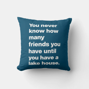 Funny Sjö House Friends Quote Typography Blue Kudde