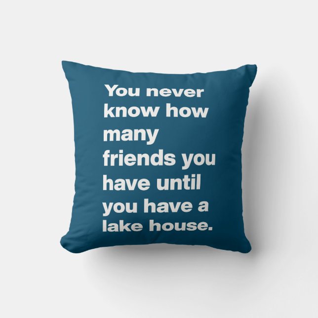 Funny Sjö House Friends Quote Typography Blue Kudde (Framsida)