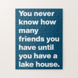 Funny Sjö House Friends Quote Typography Blue Pussel<br><div class="desc">Lustigt Sjö House Friends Quote Snyggt Typography Blue jigszle puzzle</div>