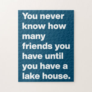 Funny Sjö House Friends Quote Typography Blue Pussel