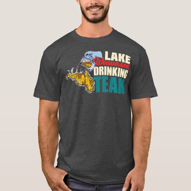 Funny Sjö Wawasee Beer Drinking Team Gift T Shirt (Framsida)