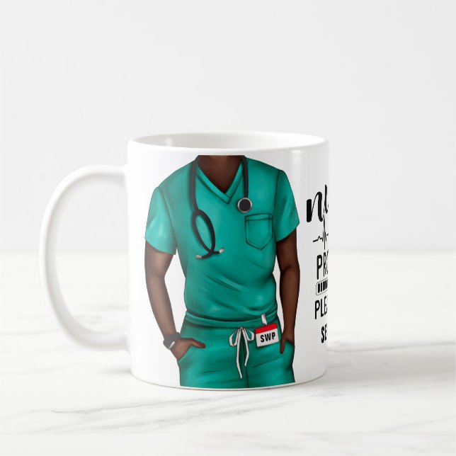Funny sjuksköterska i Progress Personlig Coffee Mu Kaffemugg (Vänster)
