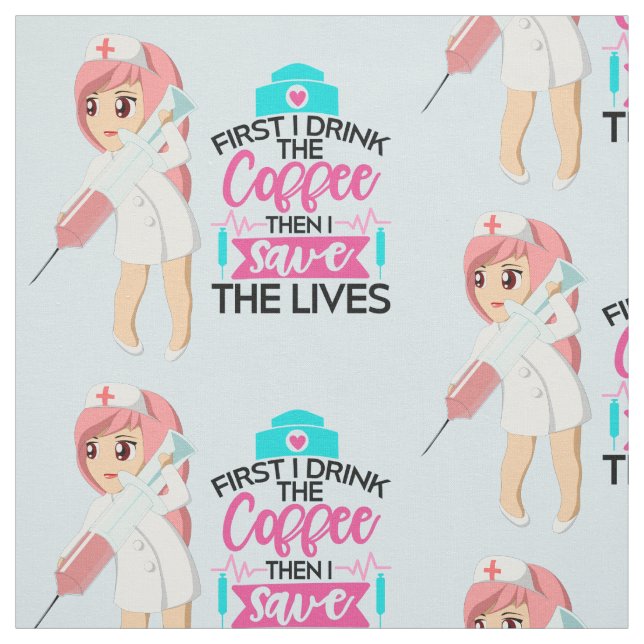 Funny sjuksköterska med typografi Hypodermic Nål Tyg (Provkarta)