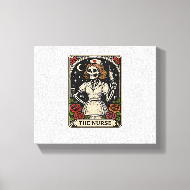 Funny sjuksköterska Skeleton Tarot Card Halloween Canvastryck (Framsida)