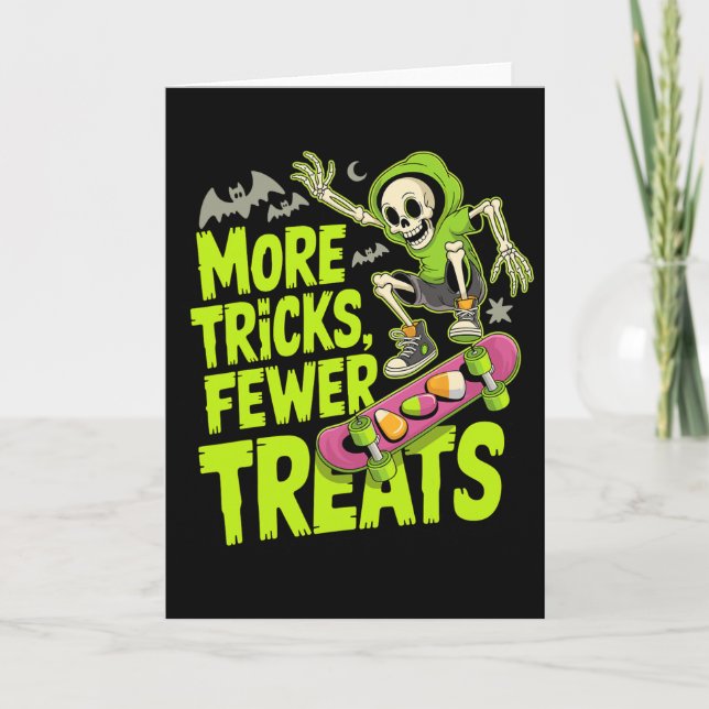 Funny Skateboard Halloween Skeleton Ghost Spooky S Kort (Framsida)