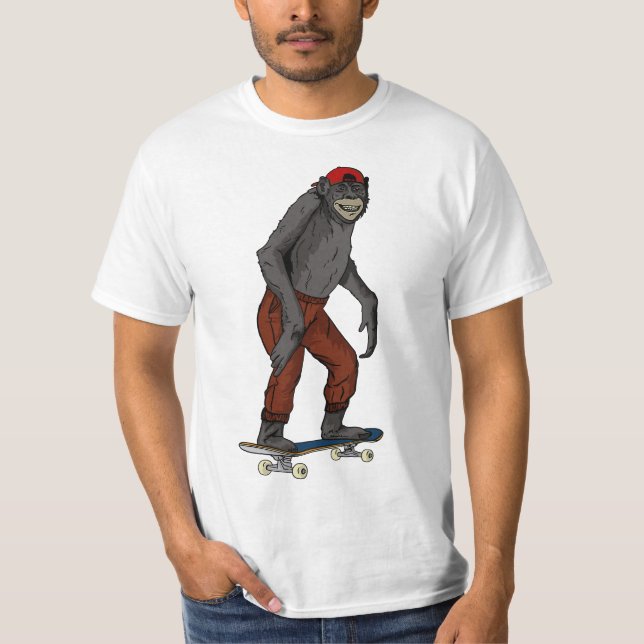 Funny Skateboard Monkey Gift idea 4 Skate & Halfpi T Shirt (Framsida)