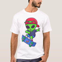 Funny Skateboarding Alien Streetwear Design T Shirt