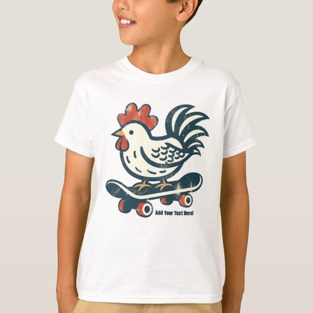 Funny Skateboarding Farm Chicken Personlig T Shirt (Framsida)