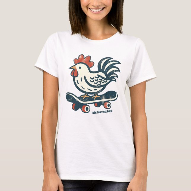 Funny Skateboarding Farm Chicken Personlig T Shirt (Framsida)