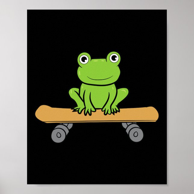 Funny Skateboarding Frog Funny Skateboard Frog Ska Poster (Framsidan)