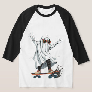 Funny Skateboarding Ghost Manar 3/4 Sleeve T-Shirt