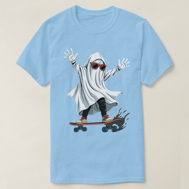 Funny Skateboarding Ghost Manar Basic T-Shirt (Design framsida)