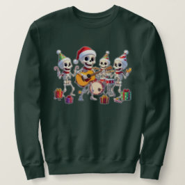Funny Skeleton Band Christmas & New Year – 3D Cart Lång Ärmad Tröja