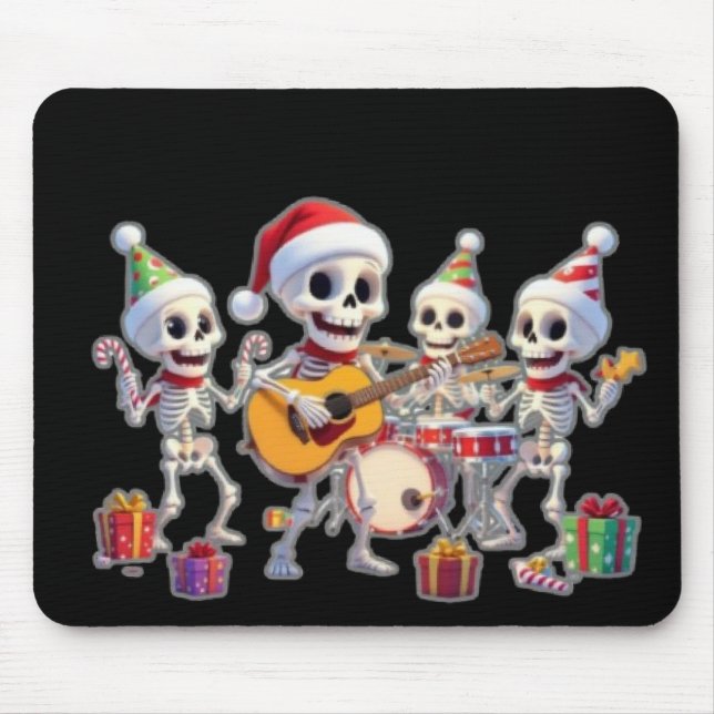 Funny Skeleton Band Christmas & New Year – 3D Cart Musmatta (Framsidan)