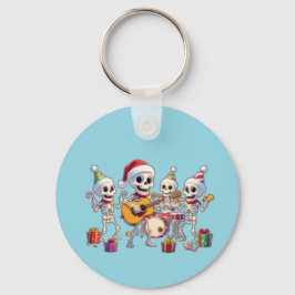 Funny Skeleton Band Christmas & New Year – 3D Cart Nyckelring