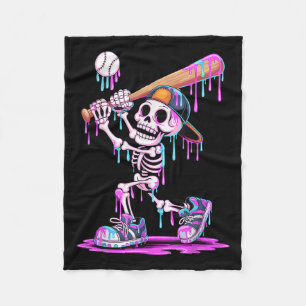 Funny Skeleton Baseball Drip Boys Youth Kids Hallo Fleecefilt