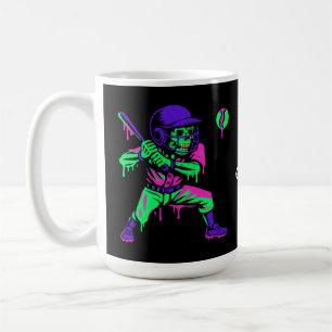 Funny Skeleton Bating Ice Cream Dripping Baseball Kaffemugg