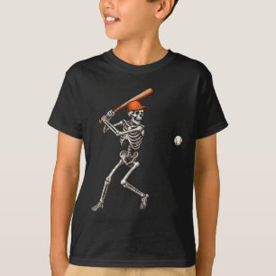 Funny Skeleton Battar Baseball Player Manar Boys H T Shirt