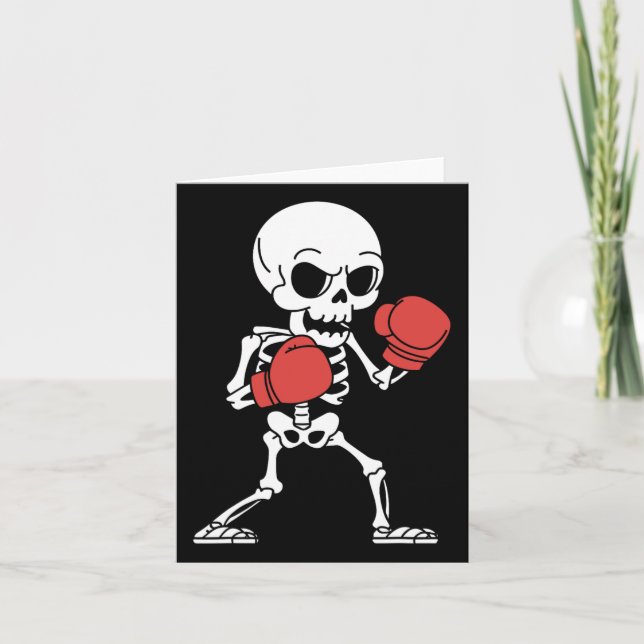 Funny Skeleton Boxing Älskare Spooky Halloween Box Kort (Framsida)