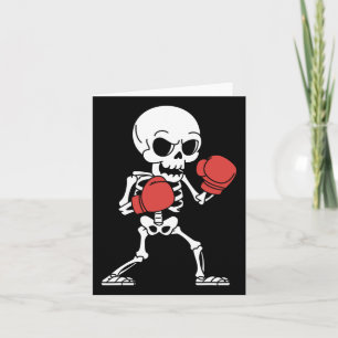 Funny Skeleton Boxing Älskare Spooky Halloween Box Kort