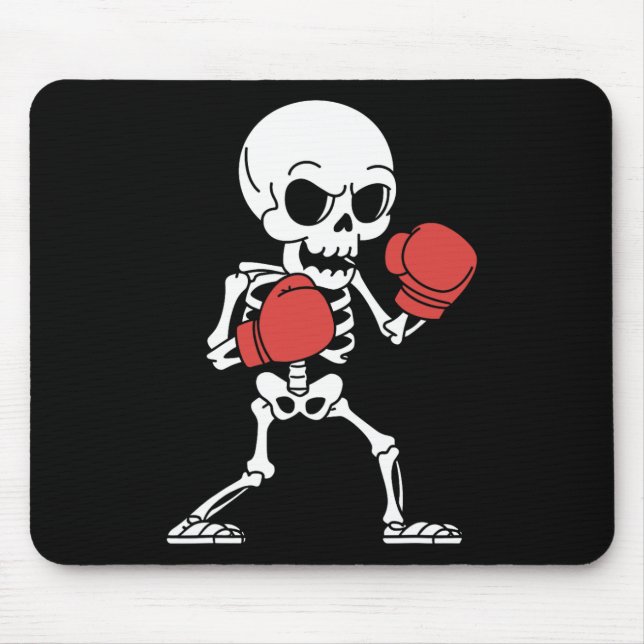 Funny Skeleton Boxing Älskare Spooky Halloween Box Musmatta (Framsidan)