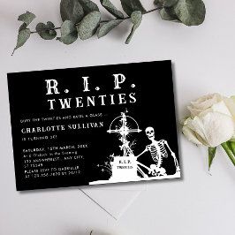 Funny Skeleton Bury Rip 20s Black 30års födelsedag Inbjudningar