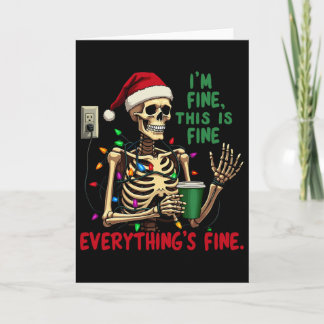 Funny Skeleton Christmas Lights I'm Fine Everythin Kort