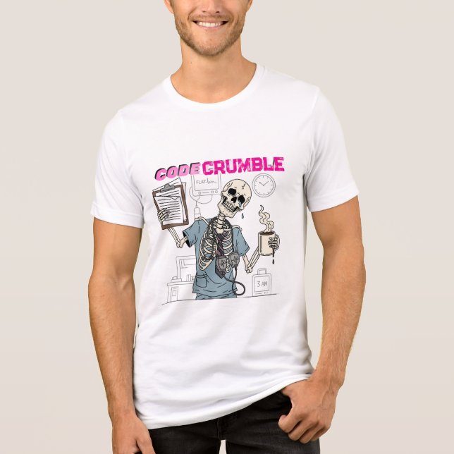 Funny Skeleton "Code Crumble" Med Nurse Humor Gift T Shirt (Framsida)
