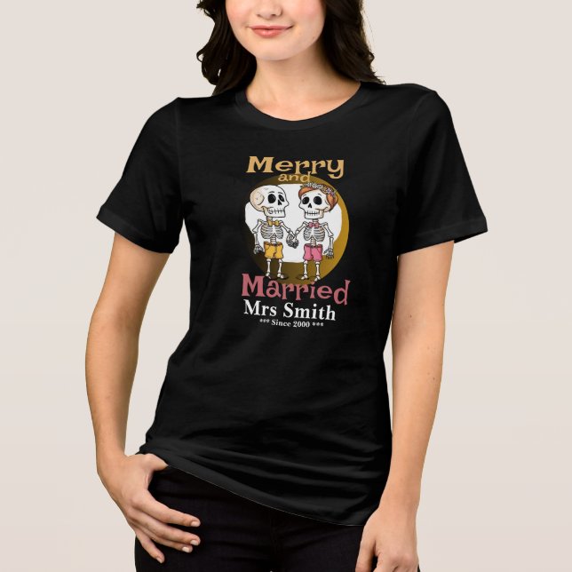Funny Skeleton Couple T-Shirt (Framsida)