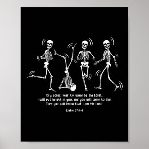 Funny Skeleton Dancing Dry Bones Kom Alive Hallow Poster