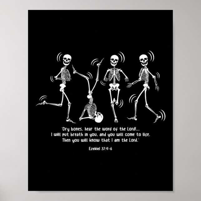 Funny Skeleton Dancing Dry Bones Kom Alive Hallow Poster (Framsidan)