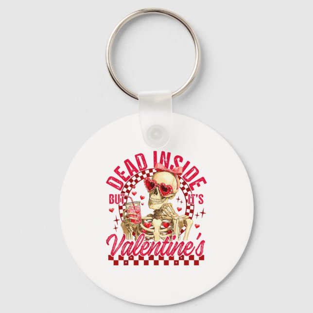 Funny Skeleton Dead Inside But It's Valentine's Da Nyckelring (Framsida)