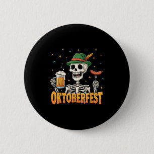 Funny Skeleton dricker tyska Beer Manar Kvinnor Knapp
