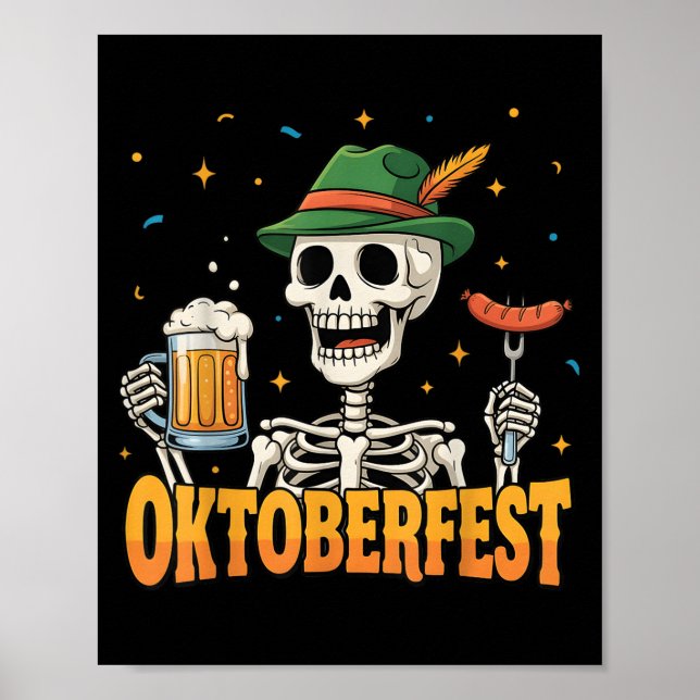 Funny Skeleton dricker tyska Beer Manar Kvinnor Poster (Framsidan)